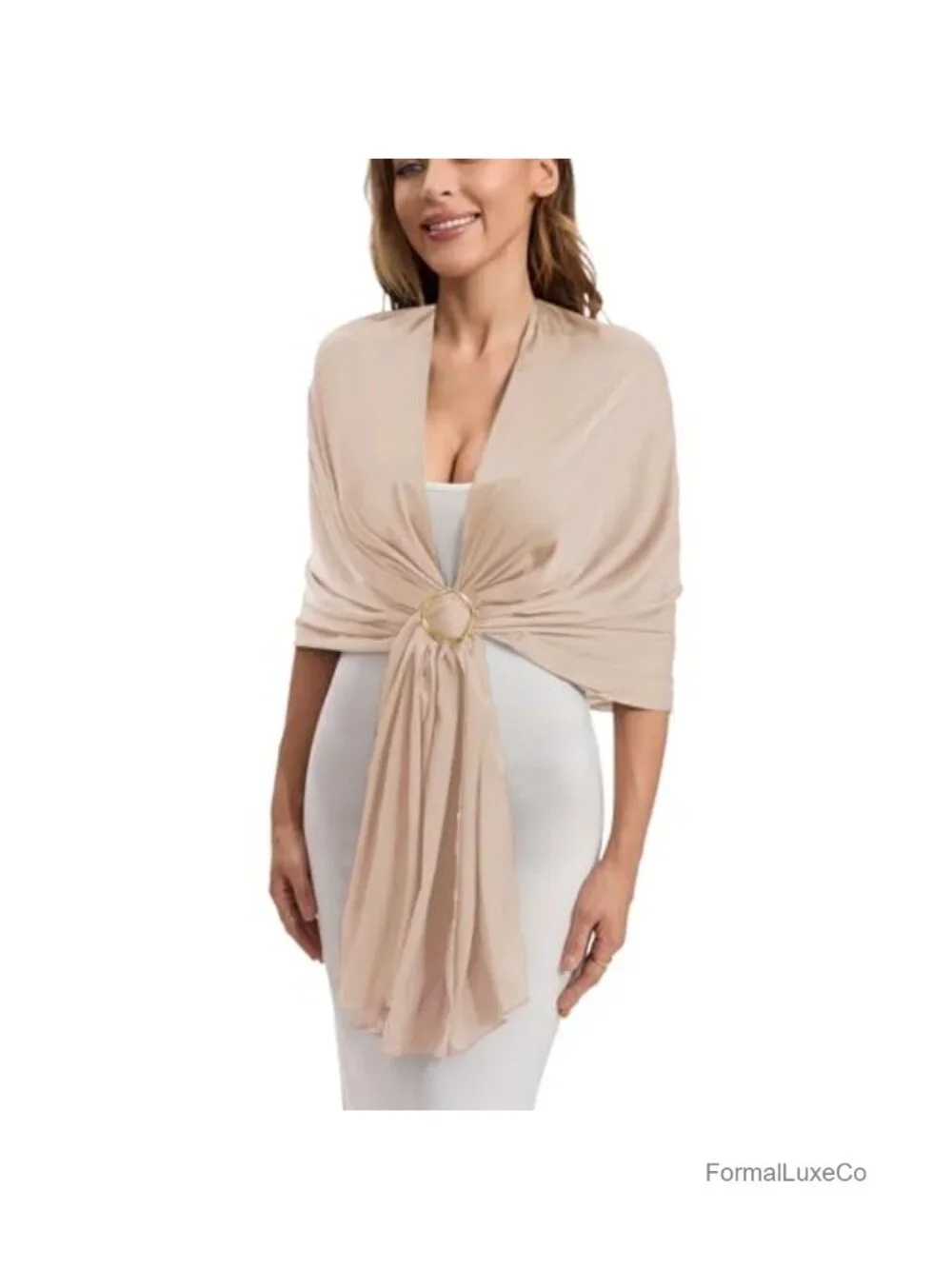 Satin Shawl Wrap with Buckle for Women Formal Evening Wedding Party Cover Up